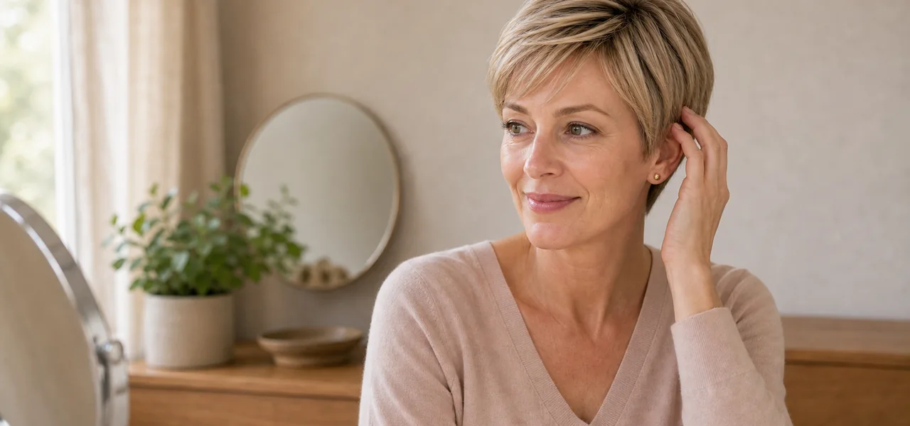 skaNora mit natuerlicher Fuelle durch Haarintegration im Alltag.